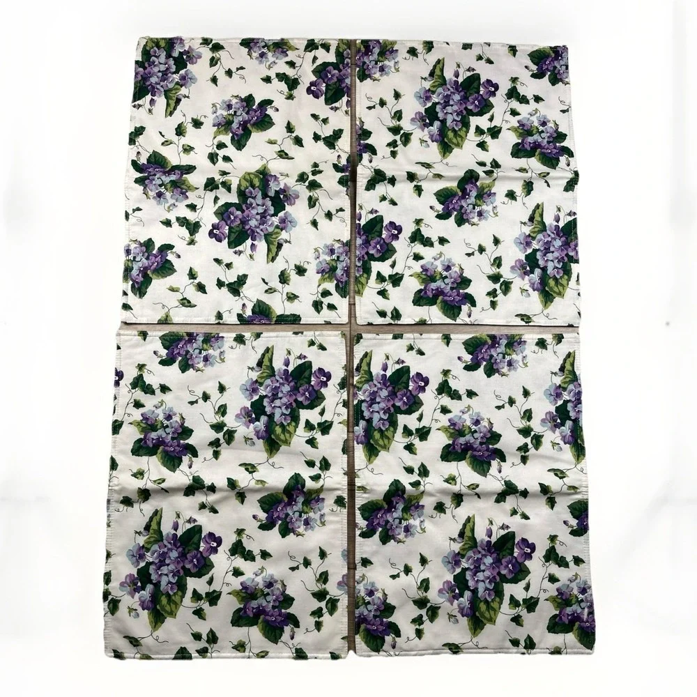 Waverly Garden Room Sweet Violets Floral Placemats Set of 4 Cotton Green Ivy